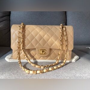 ❌SOLD❌ Chanel Medium Beige Clair Caviar Double Flap